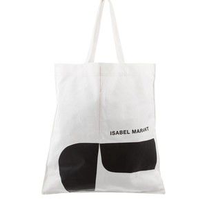 Isabel Marant Designer Canvas Tote Bag Shopper White Logo Big Size Large